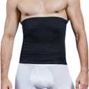 Men Waist Trainer Compression Abdominal Belt Tummy Control Waist Trimmer Body Shaper Workout Slimming Shapewear (Black, S)