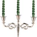 3 Arm Candelabra Taper Candle Holders Decorations Indoor Kitchen Dcor Table Candles Candlestick Candelabra Centerpiece (Silver)