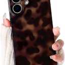 NITITOP Compatible with iPhone 16 Case Cute Stylish Leopard Print Amber Aesthetic Tortoise Design for Women Girls Men Soft TPU Shockproof Protective Cover - Brown