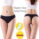 Period Underwear for women 20ML Heavy Flow Absorbent thong Leak Proof Period Thongs,Period Panties Tangas (Black, M)