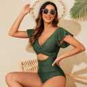 One Piece Swimsuit Women Tummy Control 2024 Bikini Swimsuit Cutout for Women Bathing Suit for Women (Green, M)