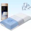 Cooling Memory Foam Pillow for Neck Pain Relief, Neck Pillow for Side, Back, Stomach Sleepers, Standard Size, Two-Sided Washable Reversible Cover, Medium&Soft Pillow, All-Season, 5 (26"*16"*5")