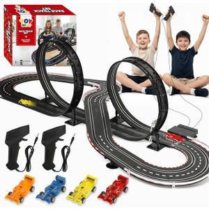 Slot Car Race Track Sets for Kids Ages 4-8, 20ft 2-Player 4-Lane Race Track with 2 RC Cars Speed-Controlled, Racing Circuit Toy for Boys 4-12, Pista de Carros para Nios