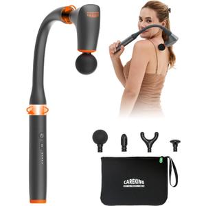 CAREKING WE ALWAYS CARE Convertible Massage Gun Deep Tissue for Back Neck Muscle Pain Relief - Electric Handheld Percussion Shoulder Massager Tool with Detachable Long Handle Portable Case
