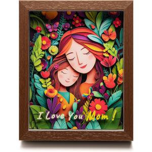 Mom Birthday Gifts from Daughter, Hademade 3D Paper Art Desk Decor for Mama, Mothers Day, Thanksgiving, Christmas, 7.2 x 8.8 Solid Wood Flowers