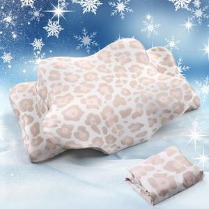 Hahafelt Cooling Cervical Neck Pillowcase Cover (Only Pillow Case) Ergonomic Pillowcase with Zipper Breathable Contour Pillow Cover for Side Back Stomach Sleepers(Leopard Print Color,Queen Size)