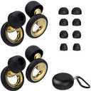 Gutevoz Plus Ear Plugs Noise Cancelling 2 Sets, Soft Silicone Ear Plugs for Sleeping, Noise Sensitivity, Reusable Concerts Ear Plugs Hearing Protection 30dB - 8 Pairs Ear Tips in XS/S/M/L - Gold