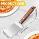 BBTO 20 Pcs Small Pizza Spatula Stainless Cookie Server Spatula with Wooden Handle Bulk Cookie Pie Stainless Baking Shovel for Kitchen Cooking Desserts Pizza Cake Biscuit(Brown)