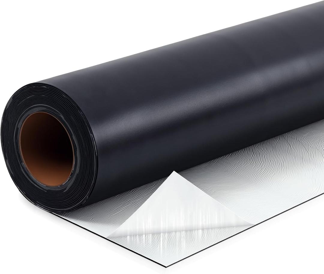 Pushglossy 1 Roll EPDM Rubber Roofing Membrane 19.6" x 10ft, Self-Adhesive Waterproof Underlayment, 50 Mil Reinforced Flat Roof Sheet, Ice Water Sheet for RV, Shed, Garage, Patio
