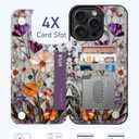Goodon for iPhone 15 Pro Max Wallet Case with Card Holder,RFID-Blocking,Aesthetic Vintage Floral Girly Shell,Trendy Unique Cool Retro Protective Phone Cover for Women Girls - Marble Pressed Flowers