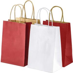 Solid Print Holiday Gift Twisted Handles Kraft Paper Bags in Bulk, Multipurpose use, Suitable for Every Occasion, 13 X 7 X 17, Brown