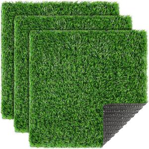 XLX TURF Square Artificial Grass Mat, 12"x12" Green Fake Grass Placemat Patch Tiles Decor Patio, Party, Balcony, DIY Crafts, 3 Pack