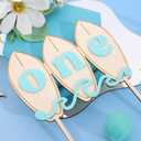 Big One Wave Surf Wood Cake Topper - Surfboard Birthday Cake Decoration, Beach Wave Themed Birthday, Surfboard One Cake Topper, Surfing The Big One Birthday Party Supplies