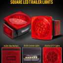 Partsam Led Submersible Trailer Tail Lights Kit, Waterproof 12V Square LED Trailer Lights Halo Glow with Wiring Harness Combination Brake Stop Turn Running License Lights for RV Marine Boat Trailer