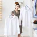 HOUSE DAY Premium Velvet Hangers 50 Pack Blue, Non-Slip Flocked Felt Hangers, Sturdy Clothes Hanger with 360 Rotatable Hook, Heavy Duty Durable Slim Coat Hanger for Closet Space Saving (Tranquil Blue/ Silver)