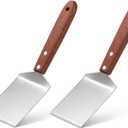 Newtay 2 Pieces Small Brownie Cookie Spatula Metal Stainless Steel Spatula with Wooden Handle for Kitchen Cooking Chef Baking Scraper Turner, 2.5 x 8.2 Inch