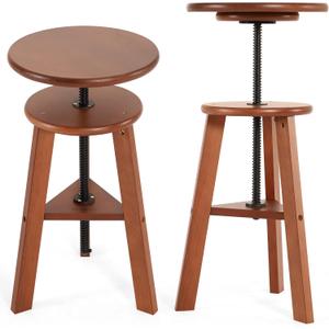 VISWIN Adjustable Drafting Stool for Artists & Adults, 19"-26" Height Solid Beech Wood Art Stool for Studio, Swivel Drafting Chair for Drawing, Home Use, Office, Kitchen (Walnut)
