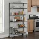 Folews 6-Tier Metal Storage Rack with Wheels, NSF Sturdy Adjustable Wire Shelving Unit for Garage Kitchen Pantry Laundry Room, 36" W x 14" D x 75" H Large Rolling Organizer Shelf Easy Assembly, Black