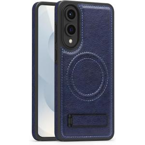 Lunivop for Samsung Galaxy s25 Edge Case Leather [Compatible with Magsafe Wireless Charging] Magnetic Cover Stand Funda para S 25 Edge 6.7 '' 2025 Rugged Best Phone Cases Blue