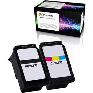 Remanufactured Ink Cartridge Replacement for Canon PG-245XL CL-246XL for Canon MG2520 MG2922 MG2555 MG2920 MX490 iP2820 Printers (1 Black/ 1 Color)