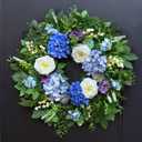 26 Inch Summer Wreaths for Front Door Outside Large Artificial Spring Wreath with Blue Hydrangea, White Peony Flowers and Eucalyptus Leaves Indoor Outdoor Porch Farmhouse Home Wall Dcor