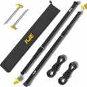 KJE 2 Pack Adjustable Heavy-Duty Tarp Poles, Camping Tent Poles Set with Ground Stakes & Guylines & Yellow Protection Caps, Aluminum Telescoping Pole(2.9ft to 8.7ft) for Outdoor Tarp Use