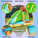 Sportspower Tidal Wave Inflatable Water Slide for Kids Blower & GFCI Safety Plug, Climbing Wall, Splash Pool, Water Cannon, Ages 3-8, Large