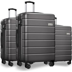 KEYTANG 3-Piece Hardshell Luggage Set(20/24/28), Lightweight Expandable Suitcase with TSA Lock and Double Spinner Wheels, 20% Expansion for Extra Packing, Carry-On and Checked Bags, Grey