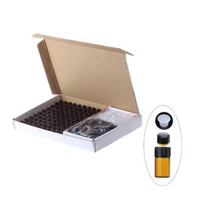 barenx 100pcs Pipette Bottles Vial Refillable Perfume Mini Storage Containers Travel Must Essential Oil Bottles Amber Glass Aromatherapy - 1ML Plaid Cover