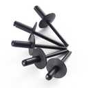 100pcs ALL Black Large Flange Blind Rivets, Aluminum, Flange Diameter 5/8" (16mm), Pop Rivets Assortment Kit Blind Rivet, 3/16" x 3/8", Grip Range (4-6mm)