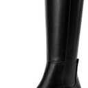 DREAM PAIRS Women's Knee High Boots Square Toe Low Block Heel Casual Comfort Riding Long Boots with Side Zipper (7, Black)