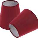 Kichvoe Small Clip on Lampshade, 2pcs Barrel Red Fabric Lamp Shades Clip On Bulb for Table Chandeliers Wall Floor Lamp Replacement