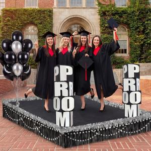 65 Pcs Graduation Prom Parade Float Decorating Kit School Sparkling Night Party Masquerade Prom Accessory Proms Column Stand-up Balloon Foil Metallic Fringe Floral Sheeting Star String Banner