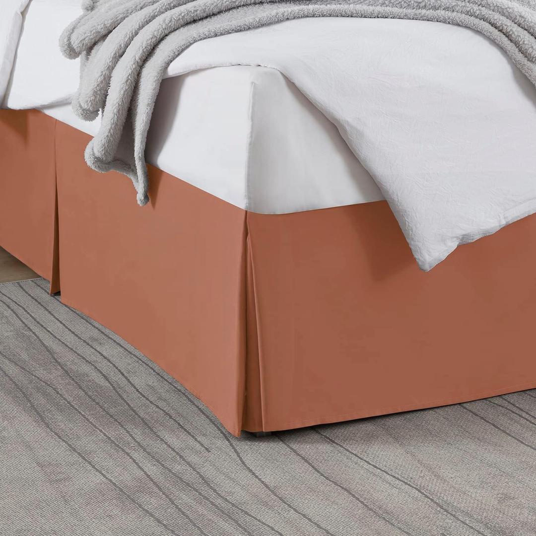 Nestl Rust Twin XL Bed Skirt - Twin XL Size Bed Skirt 14 Inch Drop - Brushed Microfiber Bed Skirts - Hotel Quality Pleated Bed Skirt - Shrinkage & Fade Resistant