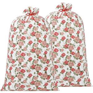 Leinuosen 2 Pcs 70 Inches Jumbo Gift Bag Large Pink Oversized Plastic Floral Gift Bags with Ropes Extra Large for Mother Day Wedding Birthday Baby Shower Party Favors