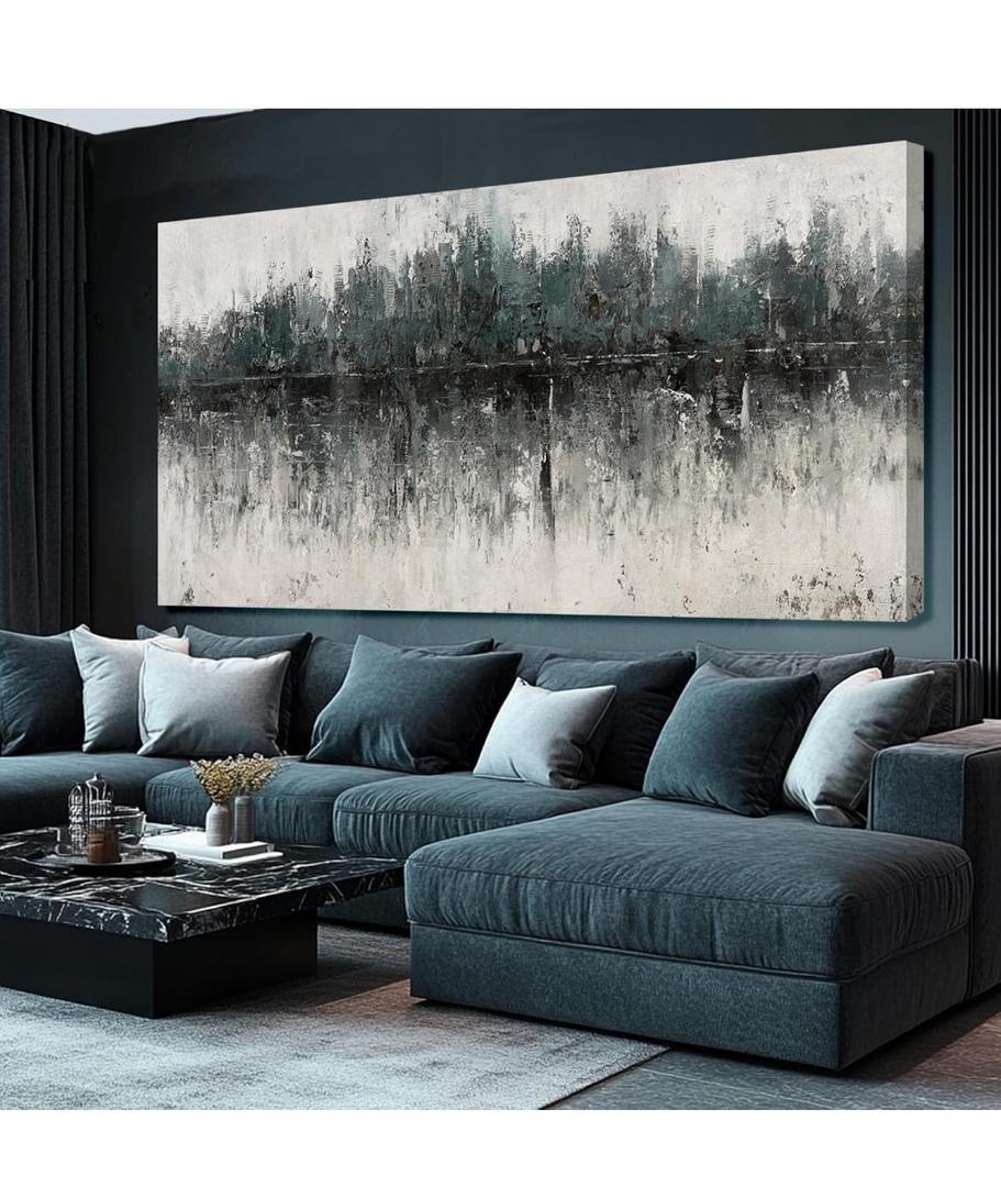 SDYA Abstract Wall Decorations for Living Room/Green and Grey Painting Artwork on Canvas/Master Bedroom Wall Decor/Posters for Room Men Office Dining Room 29"x 58", 29" x 58" - 1p