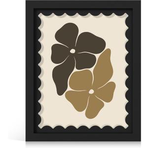 8x10 Picture Frame with Real Glass, Wooden cute 8 x 10 Photo Frame with Wavy Mat for Tabletop and Wall Hanging, Black, 1 Pack
