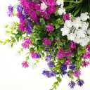 WILLBOND 12 Bundles Artificial Flowers Outdoor, UV Resistant Faux Artificial Plants Shrubs Plastic Flower Bulk for Hanging Planter Porch Window Home Spring Summer Decor(Fuchsia, White, Purple)