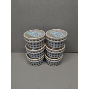 Melamine Ice Cream Bowls - Blue Check Set Of 2 (6 Pack)
