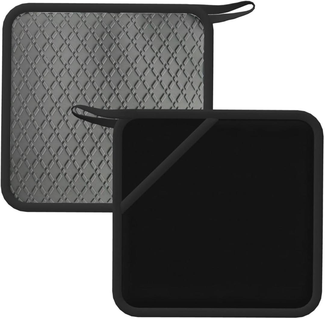 Advanced Black 2PCS Square Silicone Anti-scalding pad (7.1 * 7.1 inches), Insulation pad for Tea, Barbecue and Cooking