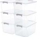 Citylife 6 Packs 32 QT Plastic Storage Bins with Lids Large Stackable Storage Containers for Organizing Clear Storage Box for Garage, Closet, Kitchen