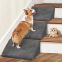 Update 40D Dog Ramps/Stairs for Stairs, Foam Pet Ramp Stairs for Any Staircase, Non-Slip Dog Pet Steps for Small Dogs, Stair Ramp for Injured Dogs with Anti-Slip Strip, 3 Pack Dary Gray