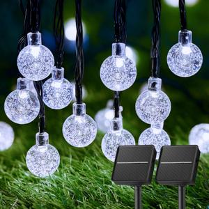 Brightown 2-Pack 120 LED 72 FT Solar String Lights Outdoor, Waterproof Solar Powered Patio Lights with 8 Lighting Modes for Garden Yard Porch Wedding Party Decor (Pure White)
