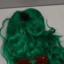 Green Wig and Sunglasses Set - 15 Inch Wavy Wig With Bangs - Heat Resistant Shoulder Length Curly Bob Wigs for Women - Bachelorette Party Costume Cosplay (Green)