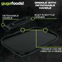 Guga Foods Ultimate Griddle Kit Set- Transform Any Grill or Stove, Includes Cast Iron Griddle with Detachable Handle, Stainless Steel Angled & Straight Edge Spatulas, For Cooking Indoor Or Outdoor