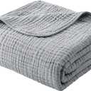 Yoofoss Muslin Blanket 100% Organic Cotton Large Twin Size 60" x 80" for Bed Couch Summer Gauze Blanket for Adults Lightweight and Breathable Grey
