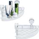 Shower Caddy 2 Pack,Bathroom Shelves,Powerful Suction Cup Corner Shower Shelf,Bathroom Organizers and Storage Baskets with Drainage Bottom,No Drilling Wall Bath Decor & Accessories,Soap Holder,White