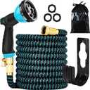 Expandable Garden Hose 50FT-Expanding Water Hose with Thumb-Controlled 10 Spray Nozzles&3750D Outer Fabric, Durable Collapsible Latex Core, Ultra Lightweight & Flexible
