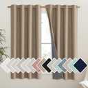 Vintage Open Linen Weave Flax Thermal Curtains, Curtains 48" Long for Dining Room, Soundproof Window Treatment Drapes for Hall Room, 62" Wide Per Panel, Set of 2