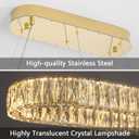 HAIXIANG Crystal 59 Inch Long Chandelier Modern Dimmable LED Chandeliers for Dining Table Pendant Lights Rectangular Glam Lighting Fixtures for Dining Room Kitchen Island Gold, Oval : L59"